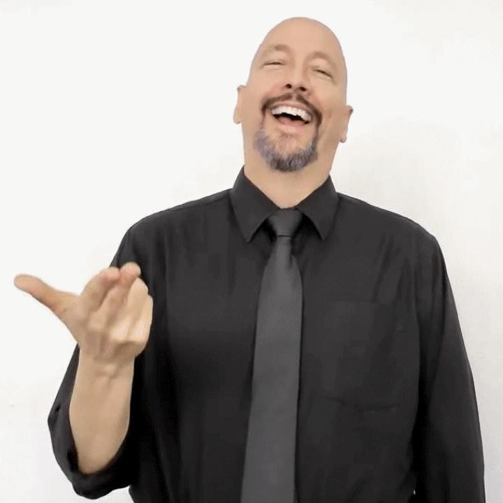 the ASL sign for LAUGH (ha-ha version)