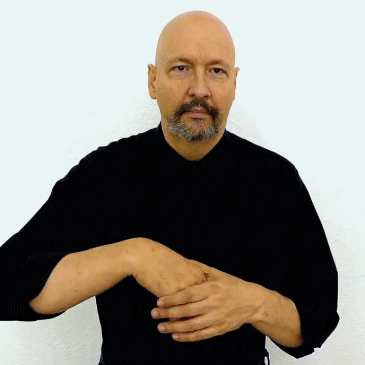 the ASL sign for OUTSIDE (second version)